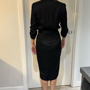 Black Satin Midi Dress Small